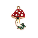 Red Enamel Mushroom Charms, 26x16mm