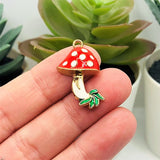 Red Enamel Mushroom Charms, 26x16mm