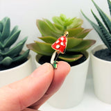Red Enamel Mushroom Charms, 26x16mm
