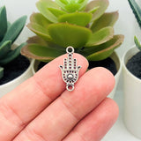 Small Silver Hamsa Hand Connector Charms, 20x10mm