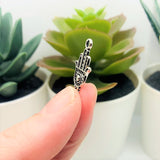 Small Silver Hamsa Hand Connector Charms, 20x10mm