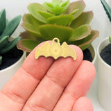 Black Enamel Bat with Glitter Wings Charms, 14x25mm