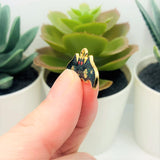 Black Enamel Bat with Glitter Wings Charms, 14x25mm