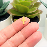 Tiny Gold 304 Stainless Steel Cross Charms, 12x7mm
