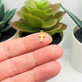 Tiny Gold 304 Stainless Steel Cross Charms, 12x7mm