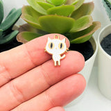 White Enamel Cat Charms, 19x15mm