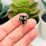 Black Enamel Cat Charms, 19x15mm