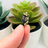 Black Enamel Cat Charms, 19x15mm