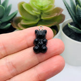 Black Gummy Bear Resin 3D Charms with eye screw, 20x12mm