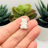 White Gummy Bear Resin 3D Charms with eye screw, 20x12mm