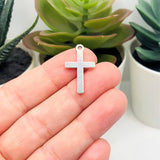 Silver Simple Cross Charms, 24x14mm