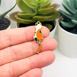 Enamel Calico Cat with Hanging Tail Charms, 35x10mm