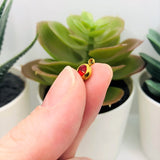 303 Stainless Steel, 18k Gold, Red July Birthstone Rhinestone Charms, 8x6mm