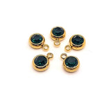 303 Stainless Steel, 18k Gold, Dark Green May Birthstone Rhinestone Charms, 8x6mm