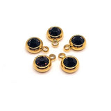 303 Stainless Steel, 18k Gold, Dark Purple February Birthstone Rhinestone Charms, 8x6mm
