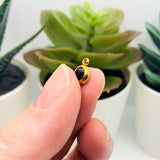 303 Stainless Steel, 18k Gold, Dark Purple February Birthstone Rhinestone Charms, 8x6mm