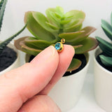 303 Stainless Steel, 18k Gold, Light Blue March Birthstone Rhinestone Charms, 8x6mm