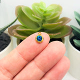 303 Stainless Steel, 18k Gold, Dark Blue September Birthstone Rhinestone Charms, 8x6mm