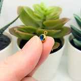 303 Stainless Steel, 18k Gold, Dark Blue September Birthstone Rhinestone Charms, 8x6mm