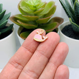 Pink and White Enamel Whale Charms, 12x13mm