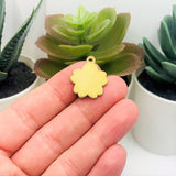 Aqua Blue and Gold Cherry Blossom Flower Charms, 20.5x17.5mm