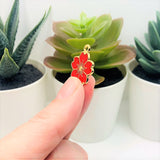 Red and Gold Cherry Blossom Flower Charms, 20.5x17.5mm