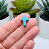 Turquoise colored Howlite Cross Beads, 12x16mm