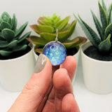Wire Wrapped Glass Blue Galaxy Nebula Pendant Charms, 28x20mm