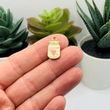 White Milk Jugs with Heart Charms, 17x10mm