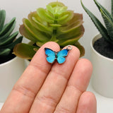 Aqua Blue and Silver Butterfly Charms, 14x20mm