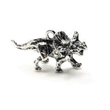Silver Triceratops 3D Dinosaur Charms, 33x17mm