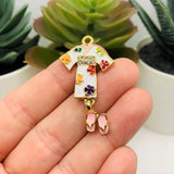 Enamel Kimono with Slippers Charms, 31x22mm