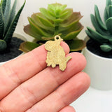 Black Enamel Raven with Rose Charms, 26x17mm