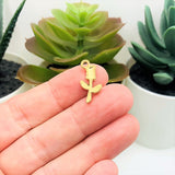 Red Enamel Rose Charms, 19x9mm