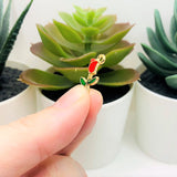 Red Enamel Rose Charms, 19x9mm