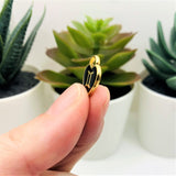 Black Enamel and Gold Zodiac/Astrology Heart Charms, 14x12mm