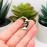 Halloween Enamel Crescent Moon Skull Charms, 26x20mm