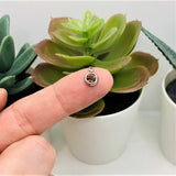 201 Stainless Steel, Light Pink June Alexandrite Birthstone Rhinestone Charms, 8x6mm