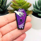 Purple Coffin with Spider Charms, 43x27.5mm