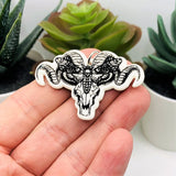 White and Black Ram Skull with Death's Head Moth Charms