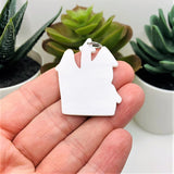 White and Black Haunted House Crayon Drawing Pendant Charms, 40x30mm