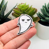 White and Black Ghost Crayon Drawing Pendant Charms, 39x28mm