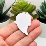 White and Black Ghost Crayon Drawing Pendant Charms, 39x28mm