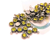 201 Stainless Steel, Yellow Topaz November Birthstone Rhinestone Charms, 8x6mm