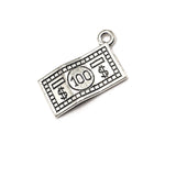 Silver Dollar Bill Money Charm, 21x13mm