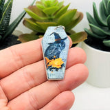 Fall/Autumn Coffin Owl in Witch Hat Charms, 41x21mm