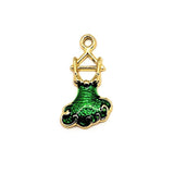 Green and Gold Flamenco Dress Charms, 22x13mm