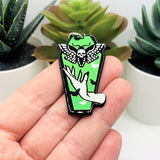 Green Coffin with Death's Head Moth Charms, 42.5x25mm