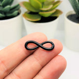 Black Infinity Connector Charms, 23x8mm