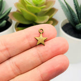 Small Bronze Star Charms, 8x11mm